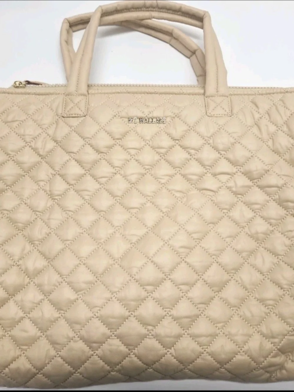 MZ WALLACE- Large Box Tote, Crossbody Strap. Beige